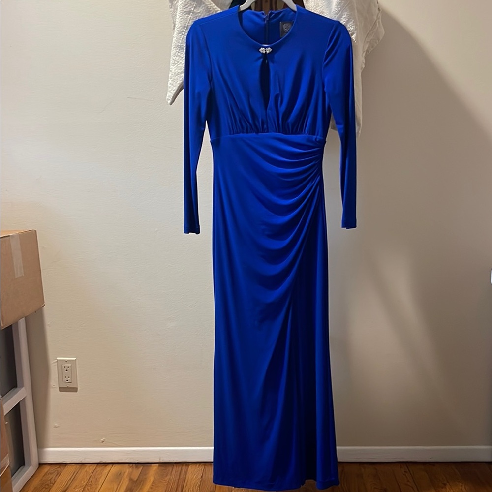 Elegant Blue Long Sleeve Dress